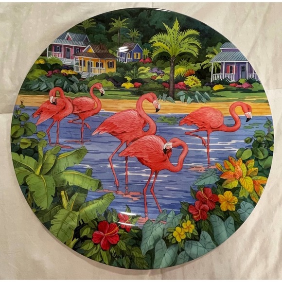 New Sakura Flamingo 16 inch round platter - Picture 1 of 4
